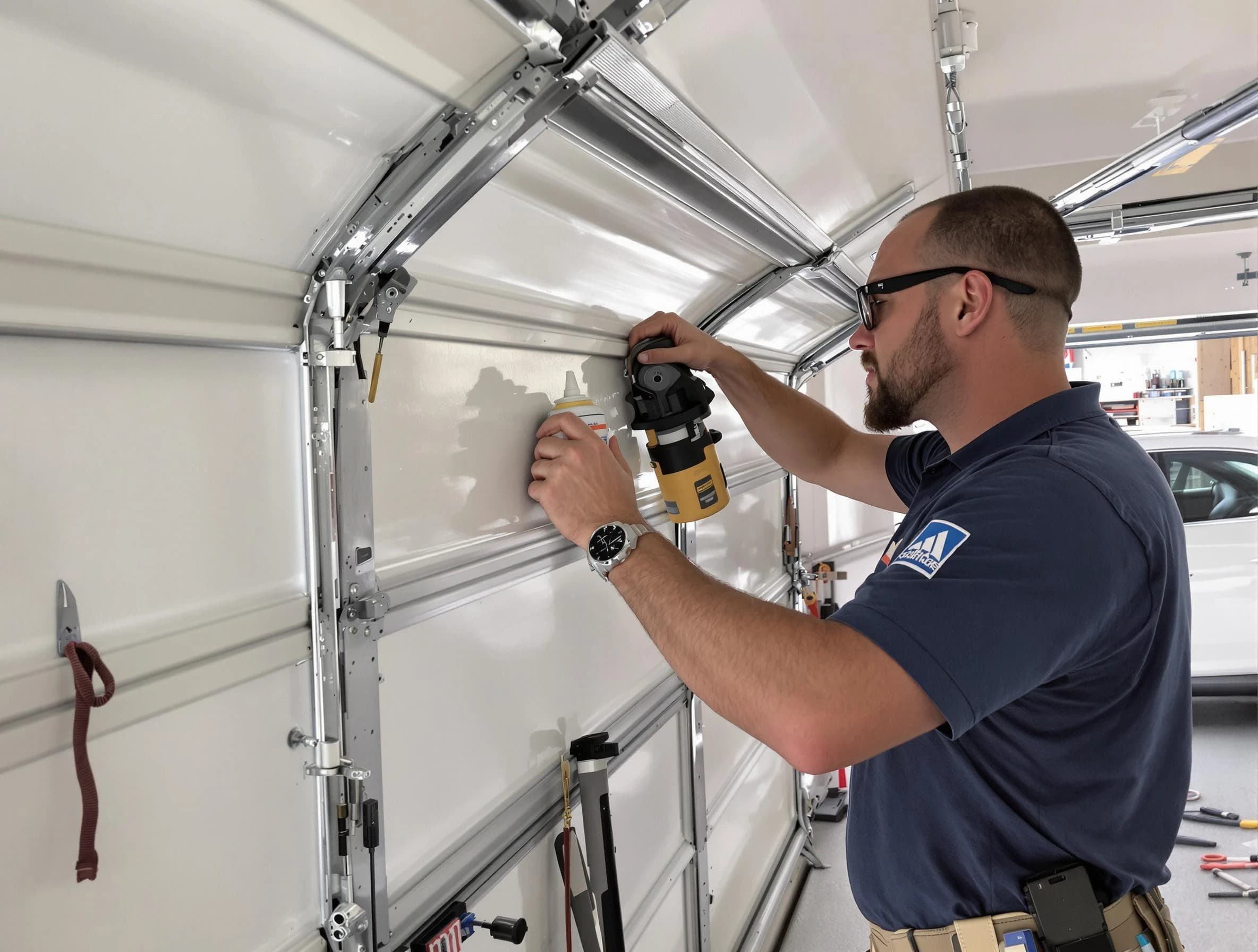 New Brunswick Garage Door Repair technician performing comprehensive noise reduction service in New Brunswick